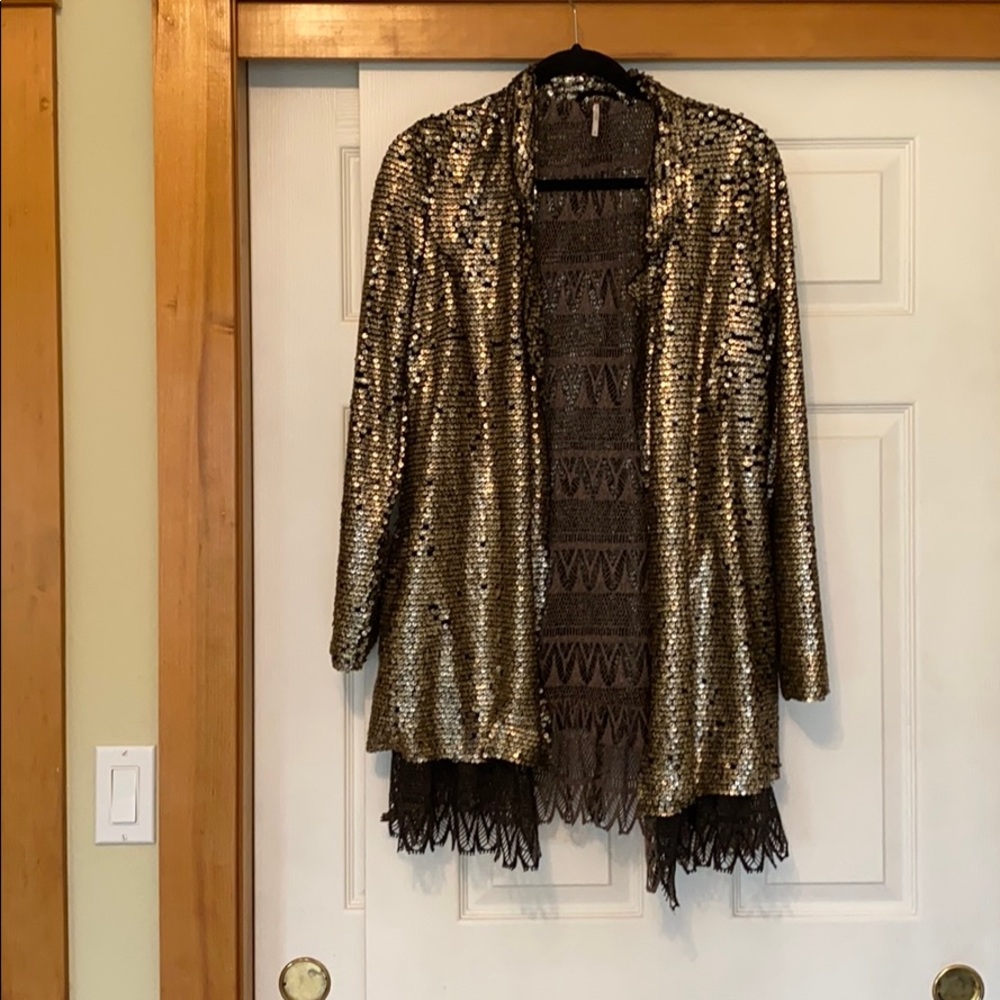 Free People Sequin Cardigan
